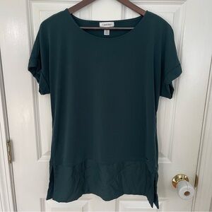 Calvin Klein Green Cuffed Short Sleeve Blouse
